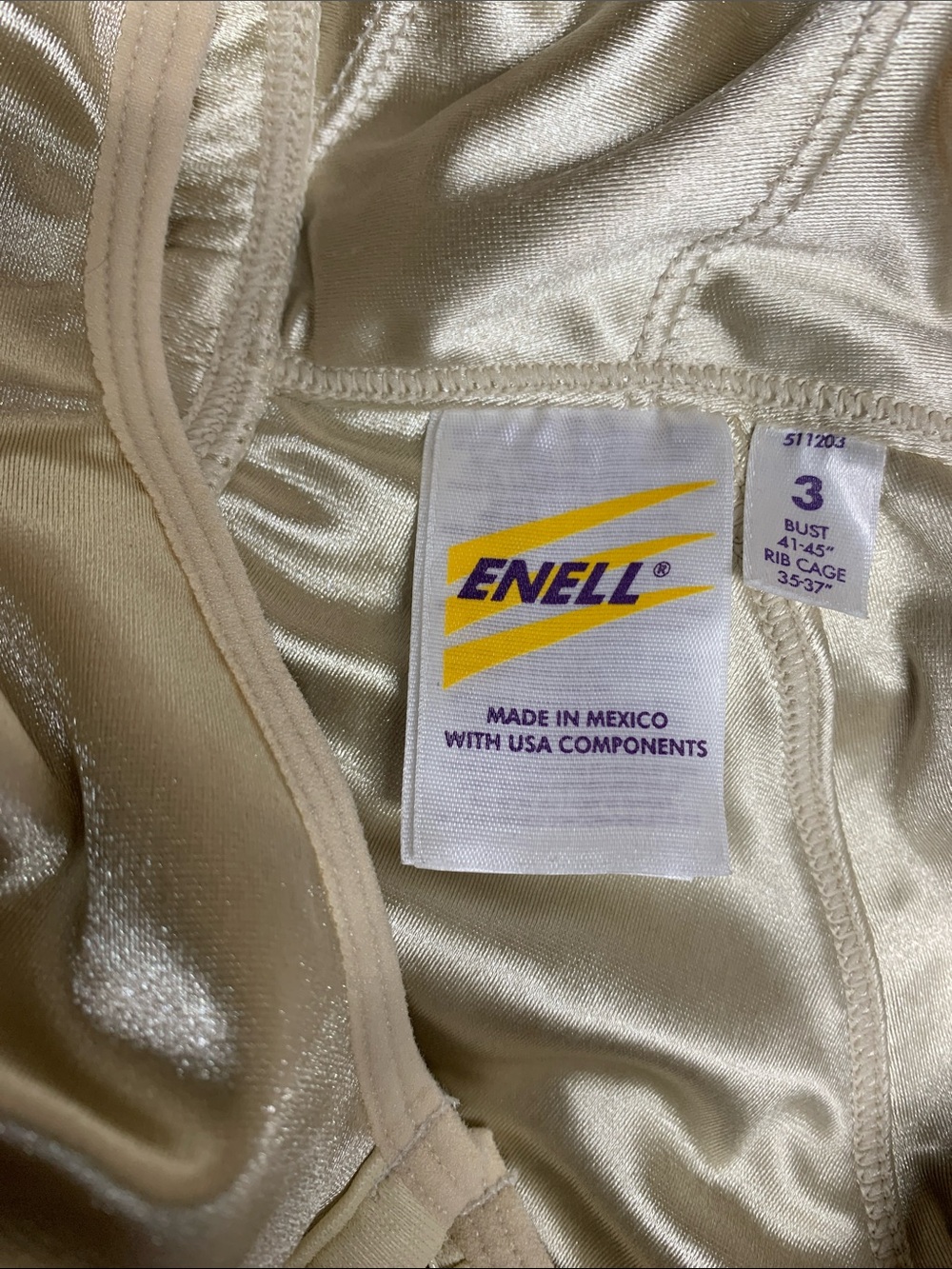 ENELL Ecru Satin Sports Bra Size 3 41-45 - Picture 7 of 9